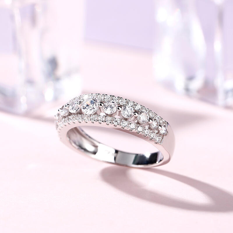 Jeulia Classic Round Cut Sterling Silver Women's Band