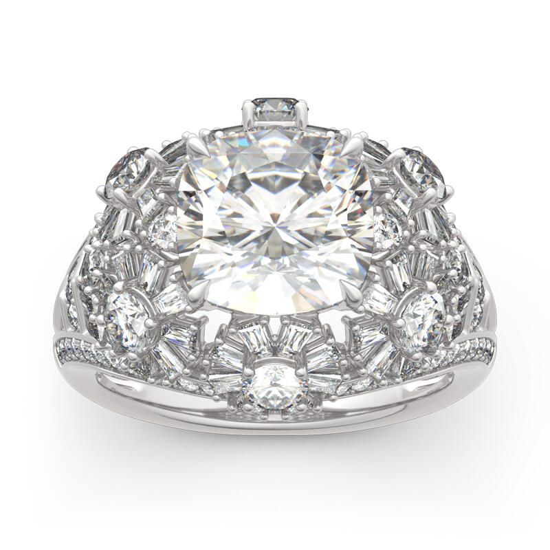 Jeulia Anillo de Plata Esterlina con Corte de Cojín Floral