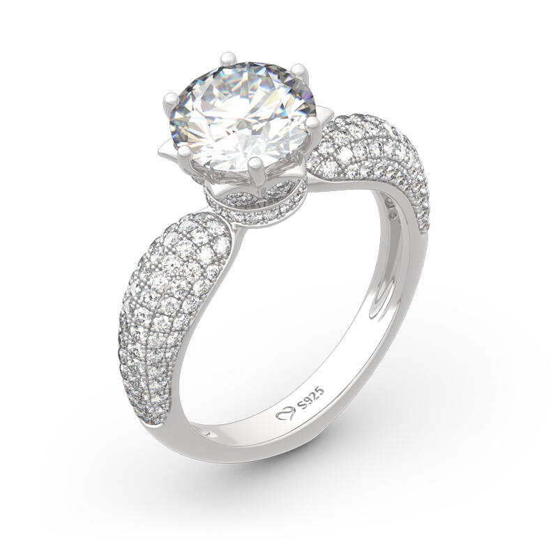 Jeulia Nature Inspired Round Cut Sterling Silver Ring