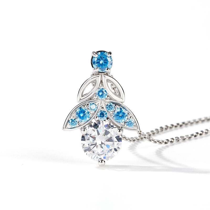 Jeulia Butterfly Round Cut Sterling Silver Necklace