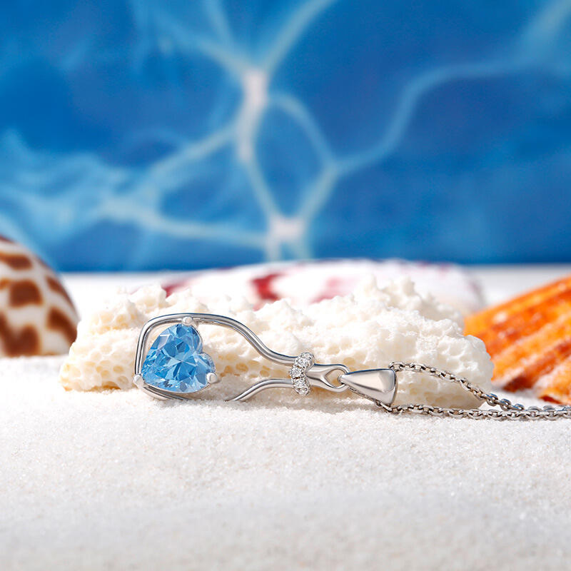 Jeulia "Wishing Bottle" Heart Cut Personalized Sterling Silver Necklace