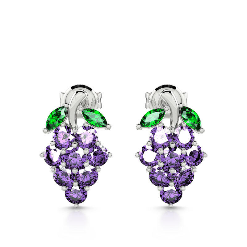 Jeulia Cute Grape Fruit Sterling Silver Stud Earrings