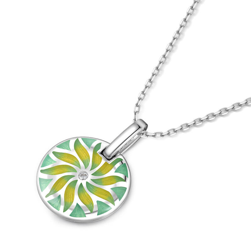 Jeulia "Find the Peace" Flower Enamel Sterling Silver Necklace