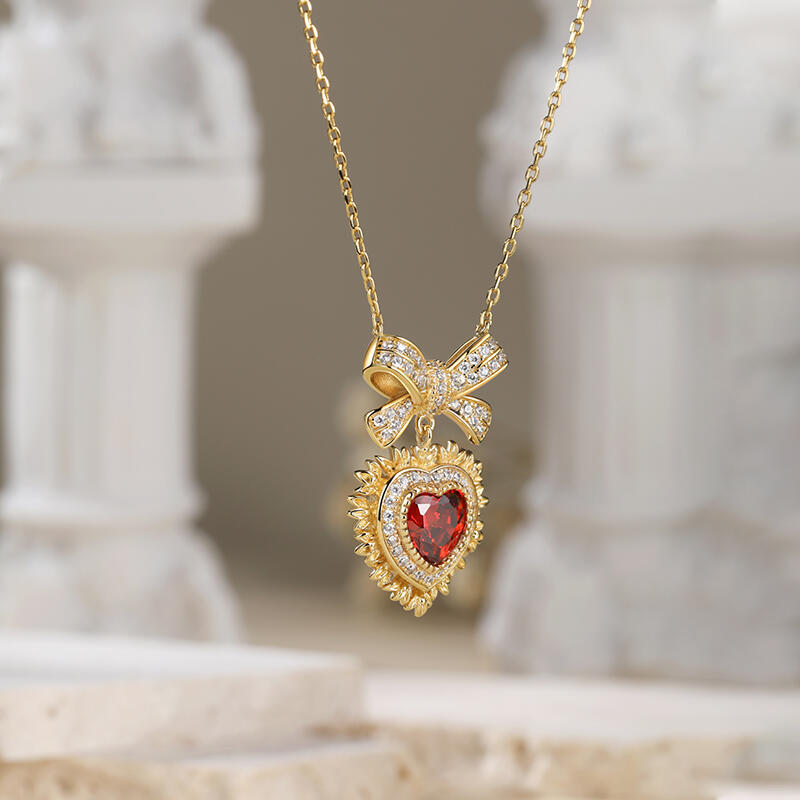 Jeulia "Radiant Love" Halo Heart Cut Sterling Silver Necklace