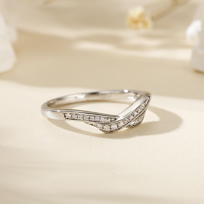 Jeulia Anillo de Boda de Plata para Mujeres Diseño Simple Elegante