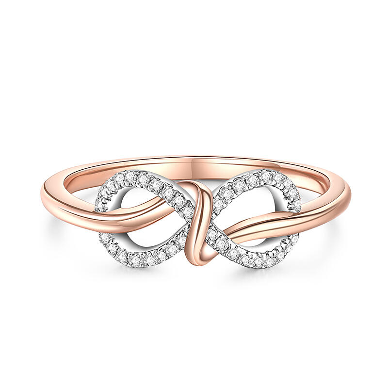 Jeulia Anillo de Boda de Infinito para Mujeres en Plata Esterlina de Dos Tonos