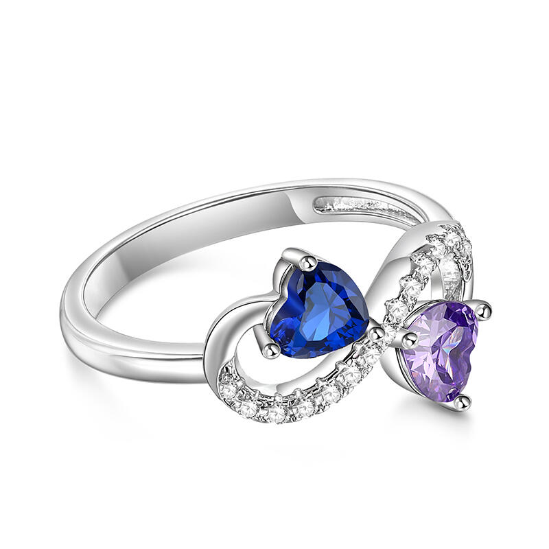 Jeulia インフィニティ ダブルハート 誕生石 リング スターリングシルバー