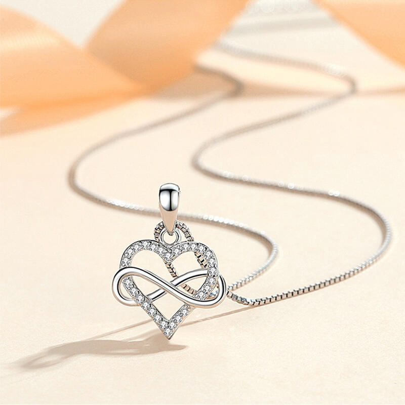 Jeulia "You Complete Me" Infinity Love Heart Sterling Silver Necklace