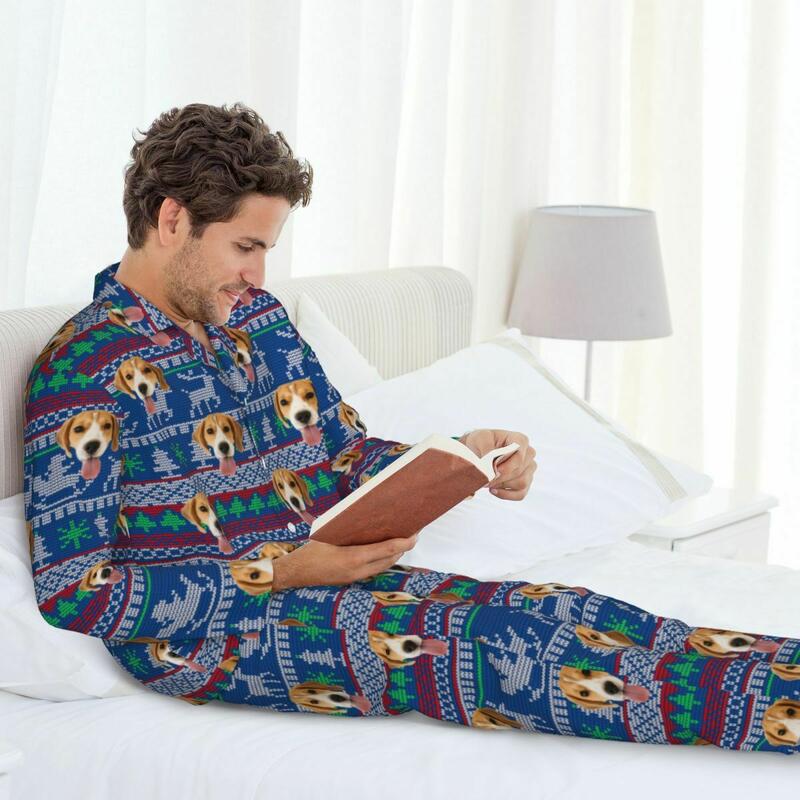 Pigiama personalizzato Foto personalizzata Babbo Natale Renna Modello Design Regalo di Natale per Lui