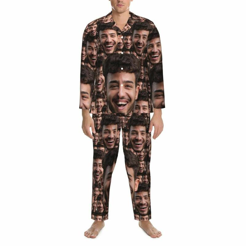Personalized Pajamas Custom Head Photo Full Set Arrangement Design Funny Unique Gift for Loved One