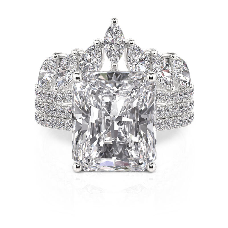 Jeulia Gorgeous Radiant Cut Engagement Ring Set 3PCS