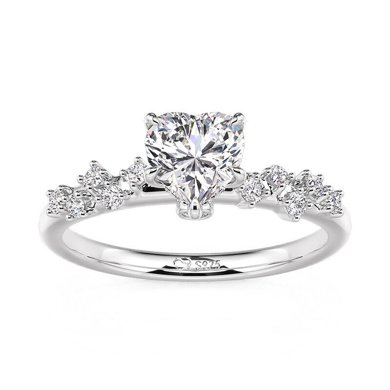 Jeulia Anillo de Promesa Corazón Personalizado con Piedra Natal en Plata Esterlina