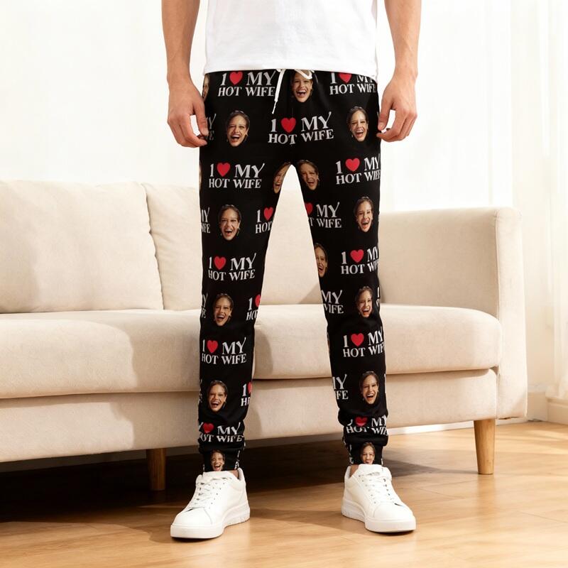 Personalisierte Unisex-Jogginghose mit individuellem Kopf-Foto das perfekte Geschenk für Paare