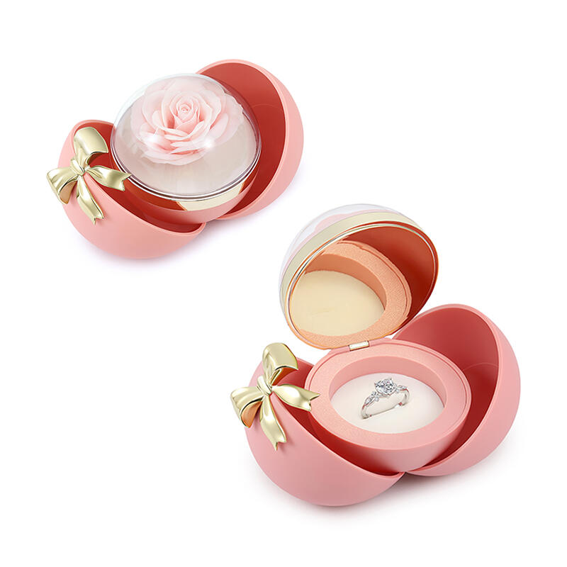 Jeulia Fashion Bow Pink Ring Box Jewelry Organizer