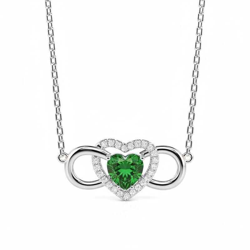 Jeulia Custom Infinity Heart Necklace with Birthstone