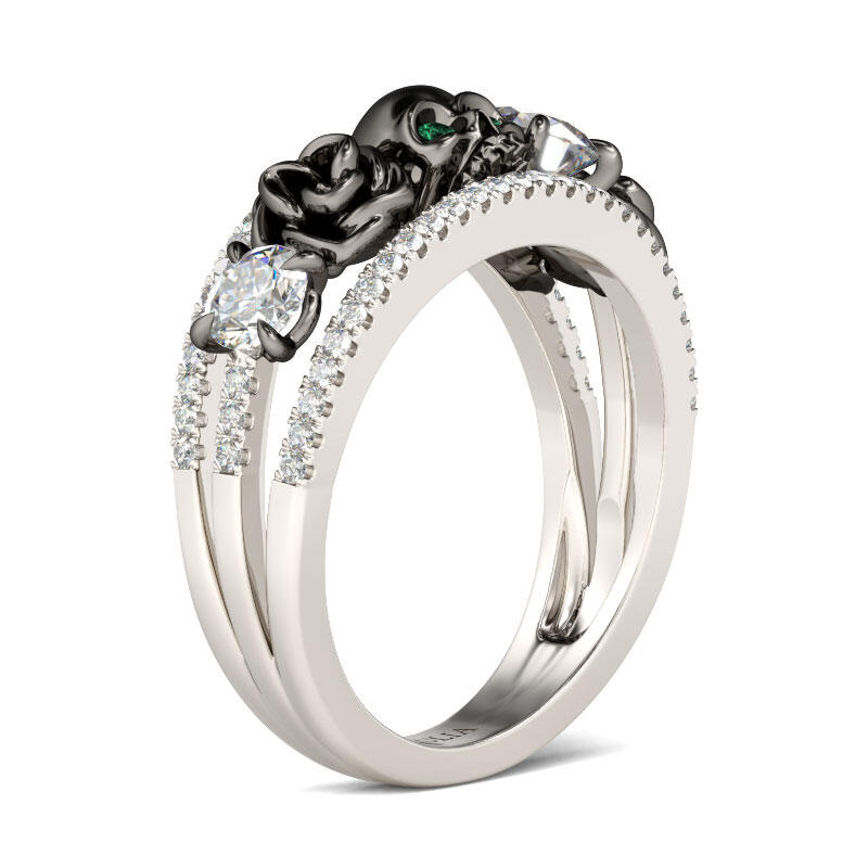 Jeulia Anillo De Caravera De Diseño Floral De Talla Redonda En Plata De Ley