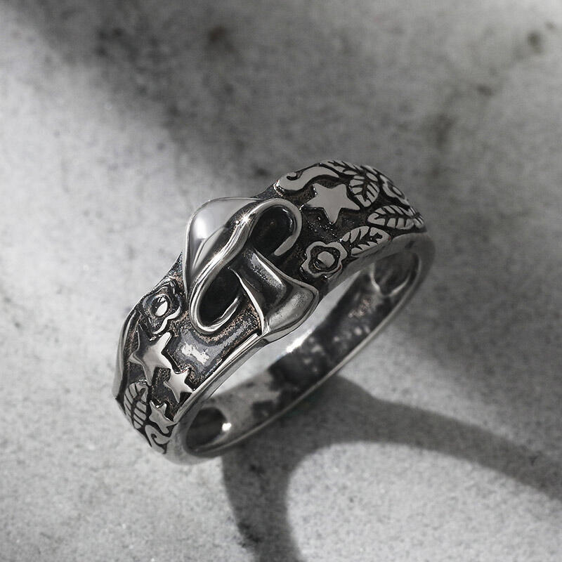 Jeulia Argolla vintage en forma de estrella de setas de plata de ley