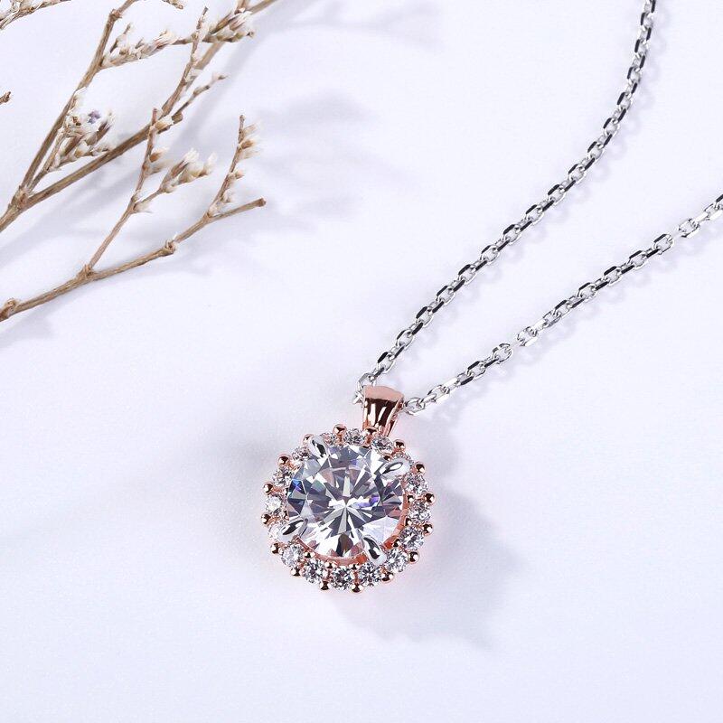 Jeulia Beloved 大粒 取り巻き シルバー ネックレス