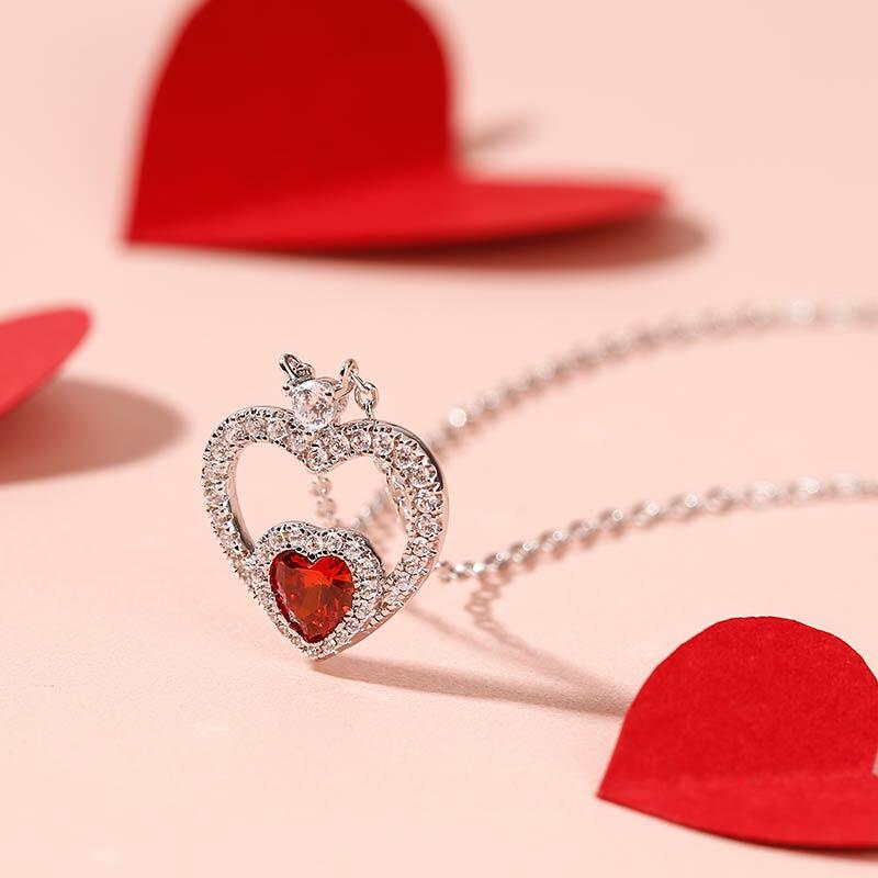 Jeulia "Brilliance Love" Heart Cut Sterling Silver Necklace