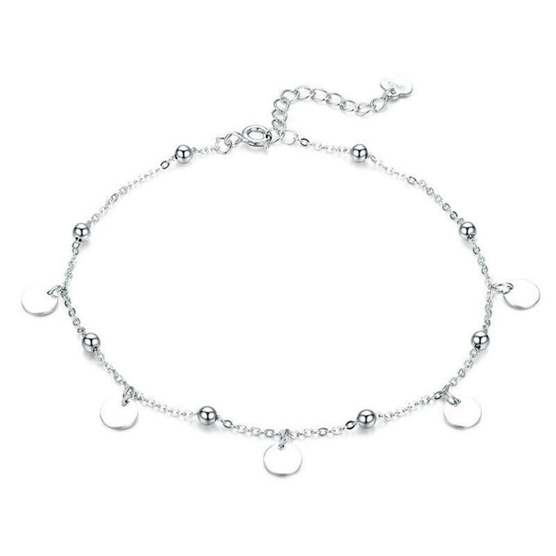 Jeulia Prosty Styl Dysk Srebro Anklet
