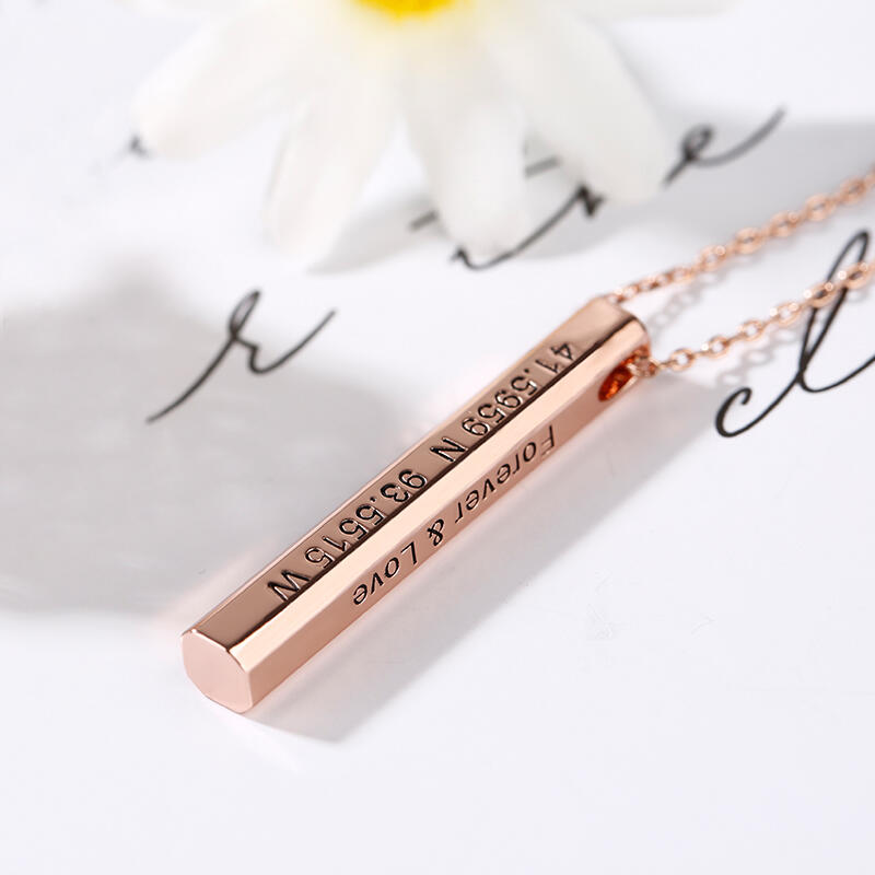 Jeulia "Love Story" Long 3D Bar Necklace