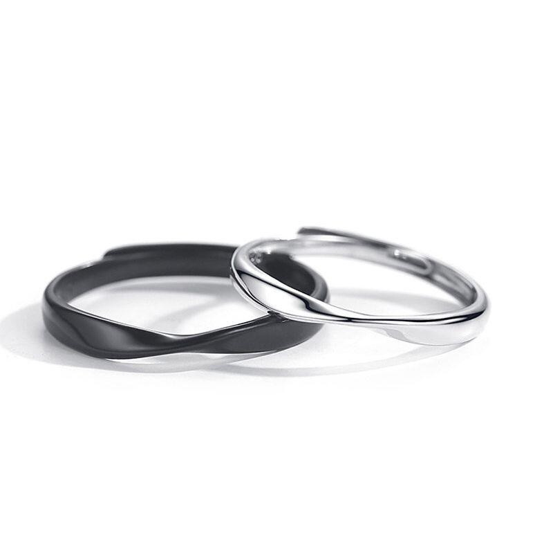 Jeulia Mobius Sterling Silver Couple Rings