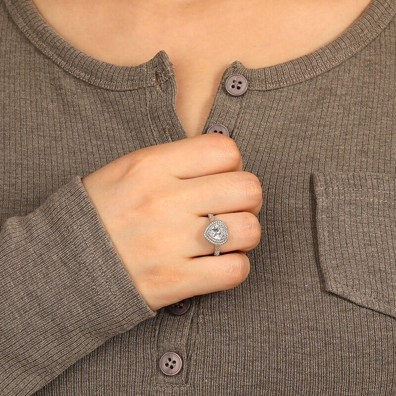 "Forever Beloved" Heart Cut Halo Engagement Ring