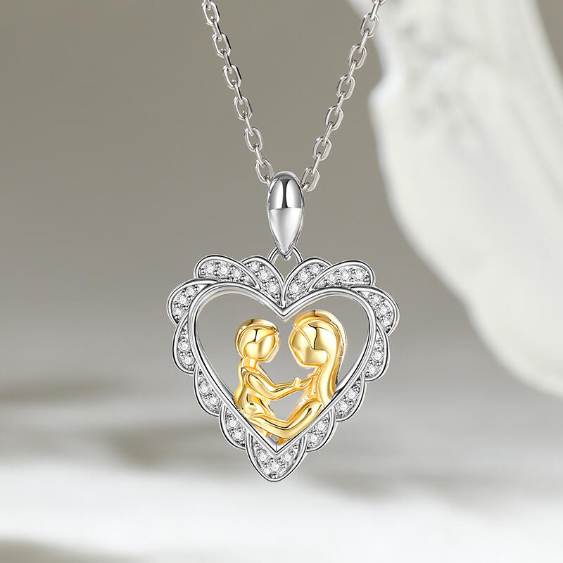 Jeulia Collar de Plata de Ley de Madre e Hija en Forma de Corazón