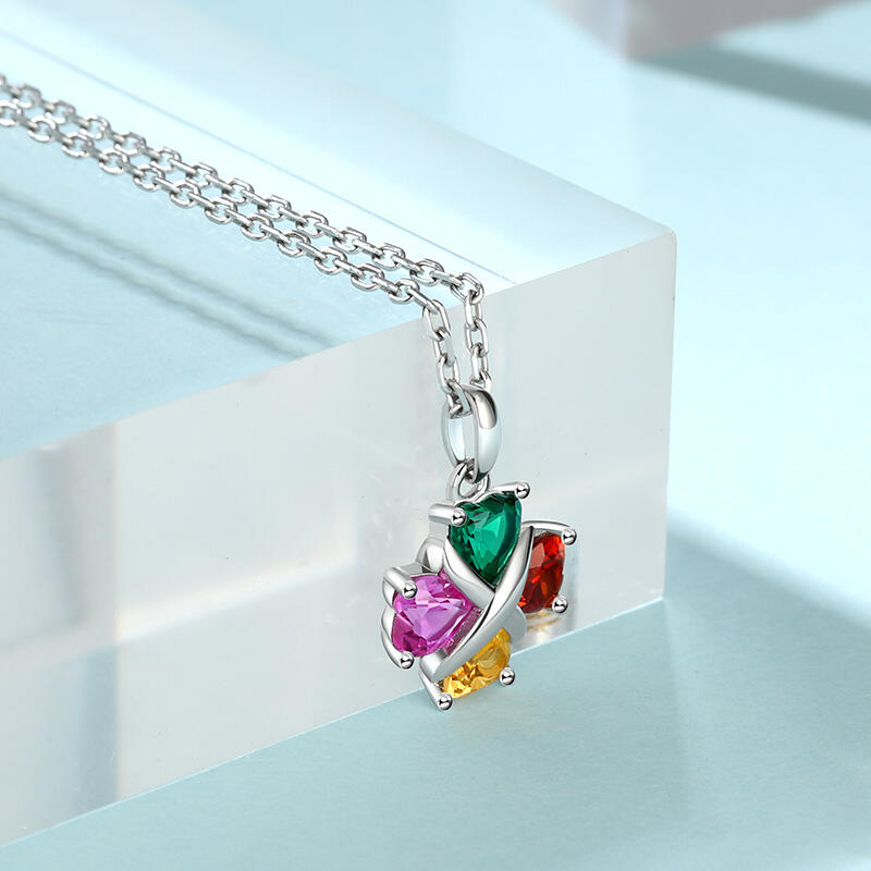 Jeulia Collar Personalizado Trébol de Cuatro Hojas con Piedra de Nacimiento en Plata Esterlina