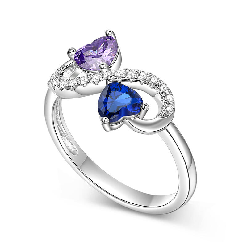 Jeulia インフィニティ ダブルハート 誕生石 リング スターリングシルバー