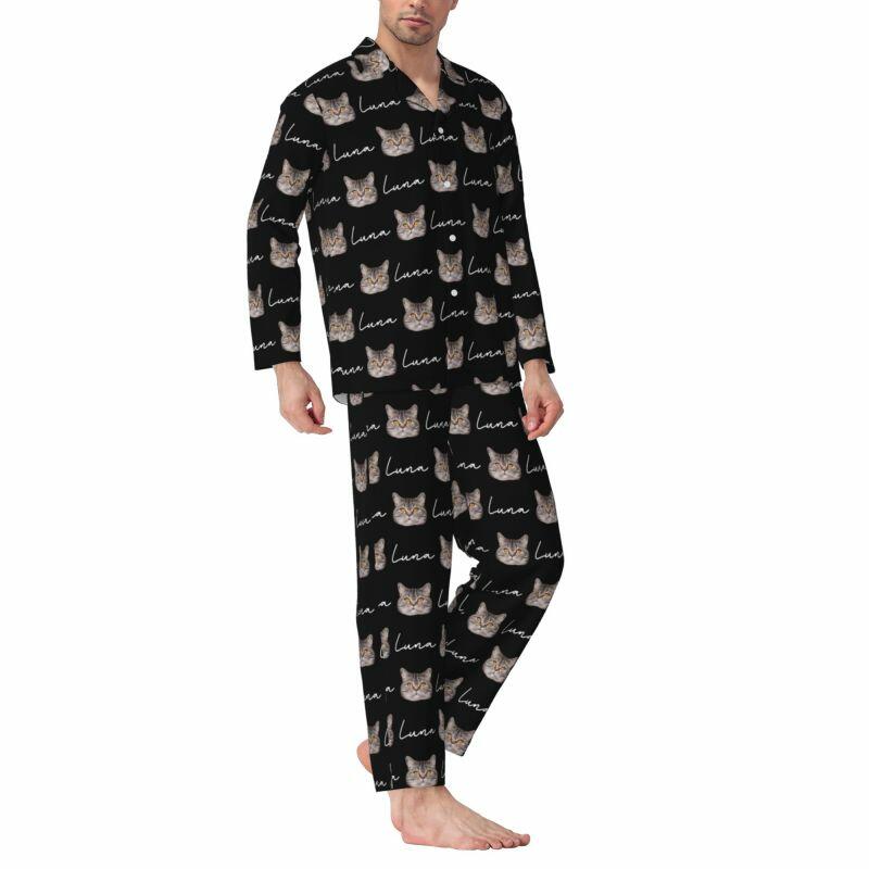 Personalisierte Pyjamas benutzerdefinierte Haustier Kopf Foto und Name Design Attraktives Geschenk für ihn Tierliebhaber