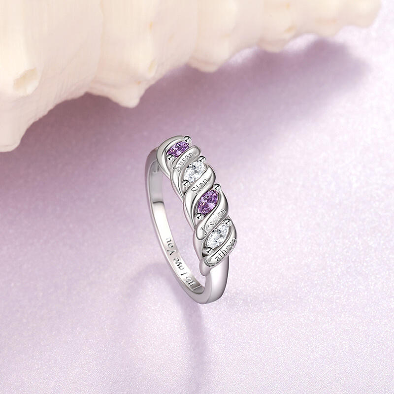 Jeulia Spiral Marquise Rad Damring med Födelsesten