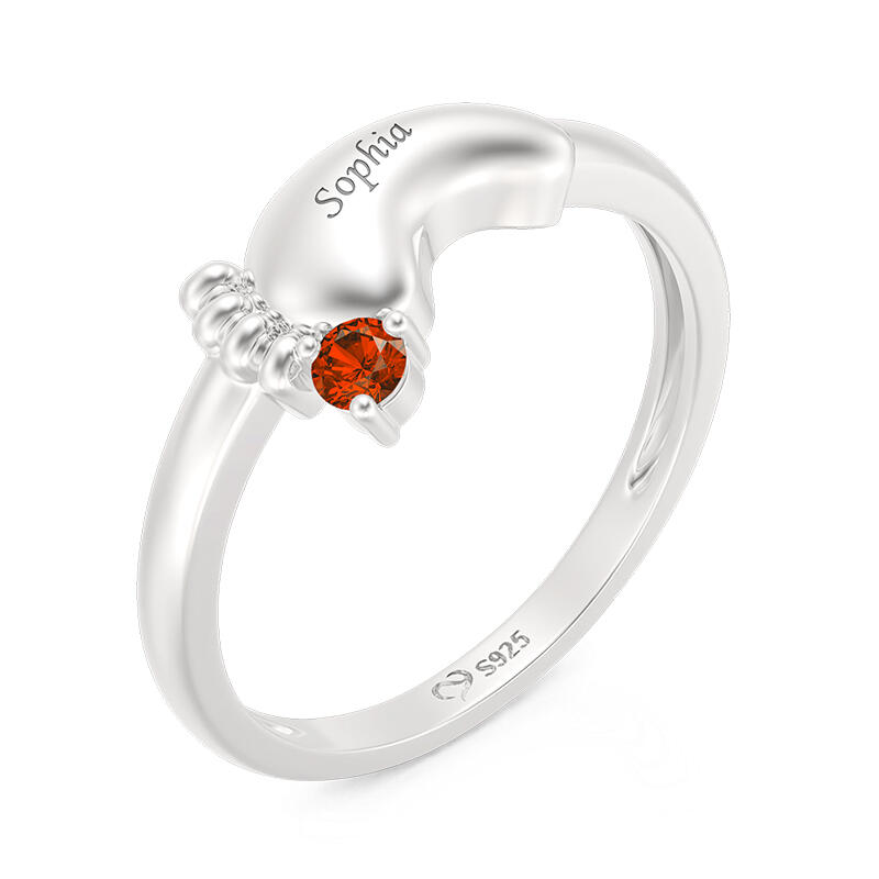 Jeulia Anillo Personalizado de Huella con Piedra Natal y Grabado