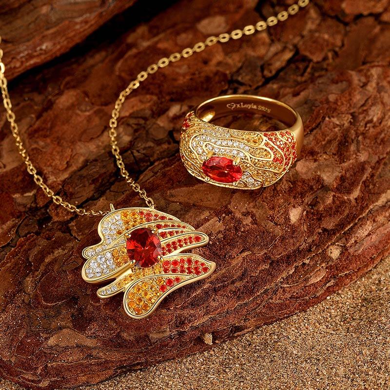 Jeulia x Leyla “Sunset Desert” Art Deco Golden Necklace Sterling Silver