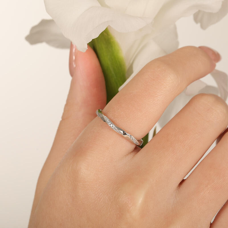 Jeulia Alliance pour femme "L'amour entrelacé" Argent Sterling