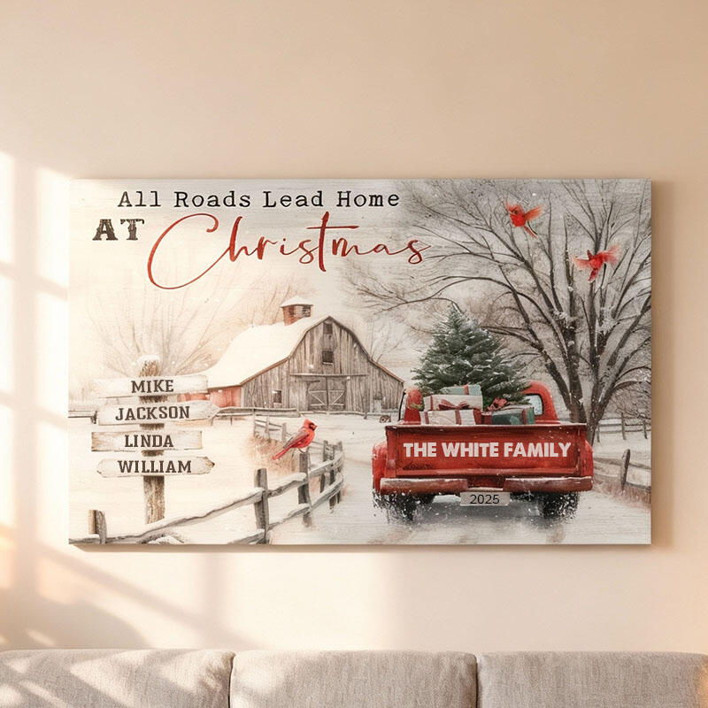 Quadro personalizzato in tela con nome e disegno di cartello stradale miglior regalo di Natale