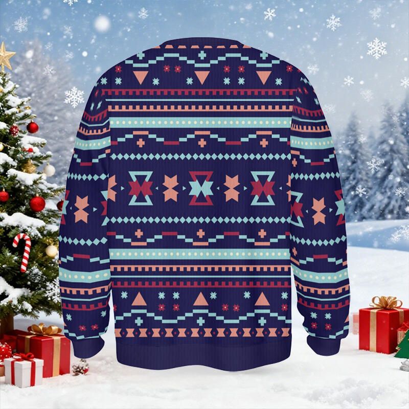 Personlig ful tröja unisex anpassad husdjurshuvudfoto blå stil design julklapp för husdjursälskare