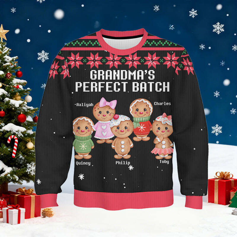 Personalized Ugly Sweater Unisex Perfect Batch of Gingerbread Men Cookies Cute Christmas Gift for Family