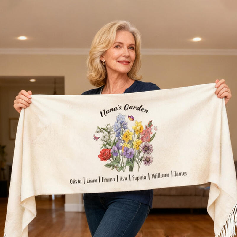 Écharpe personnalisée avec fleurs d'anniversaire cadeau pour la fête des mères cadeau pour grand-mère