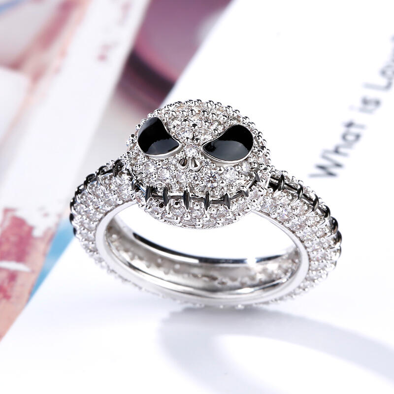 Jeulia "Pumpkin King" Cute Halloween Christmas Gift Sterling Silver Skull Ring