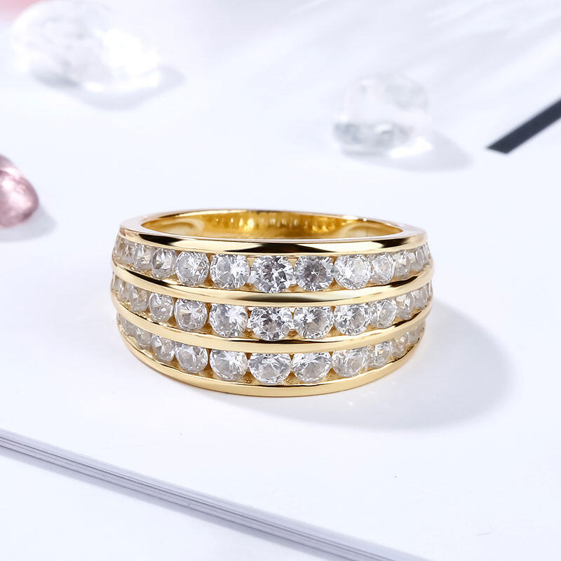 Jeulia Channel Set Round Cut Sterling Silver Women's Band