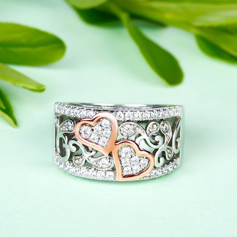 Jeulia Alliance Femme en Argent Sterling Coupe Coeur