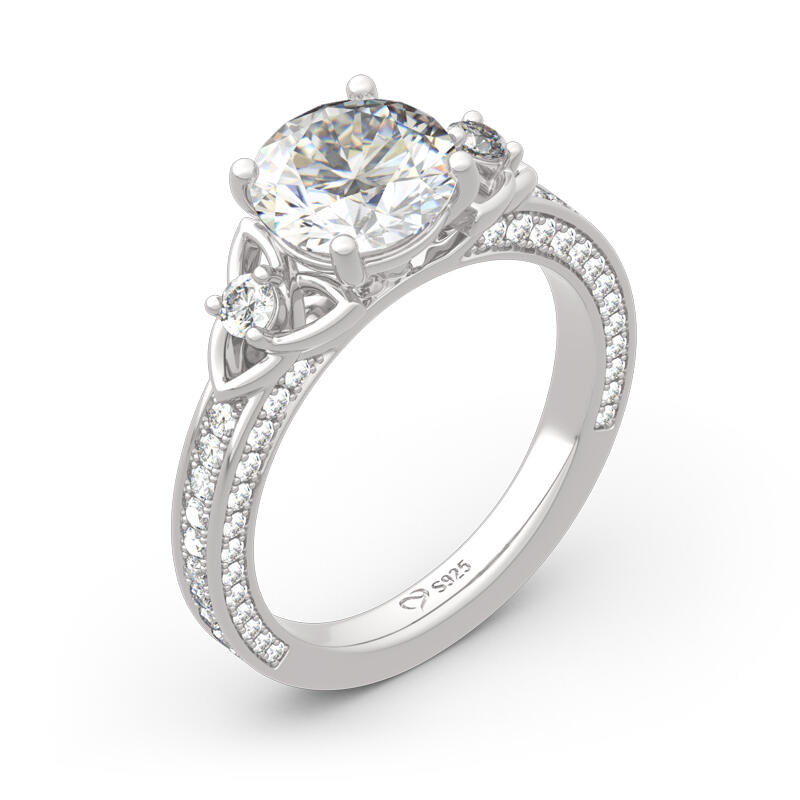 Jeulia Celtic-style Knot Round Cut Sterling Silver Ring