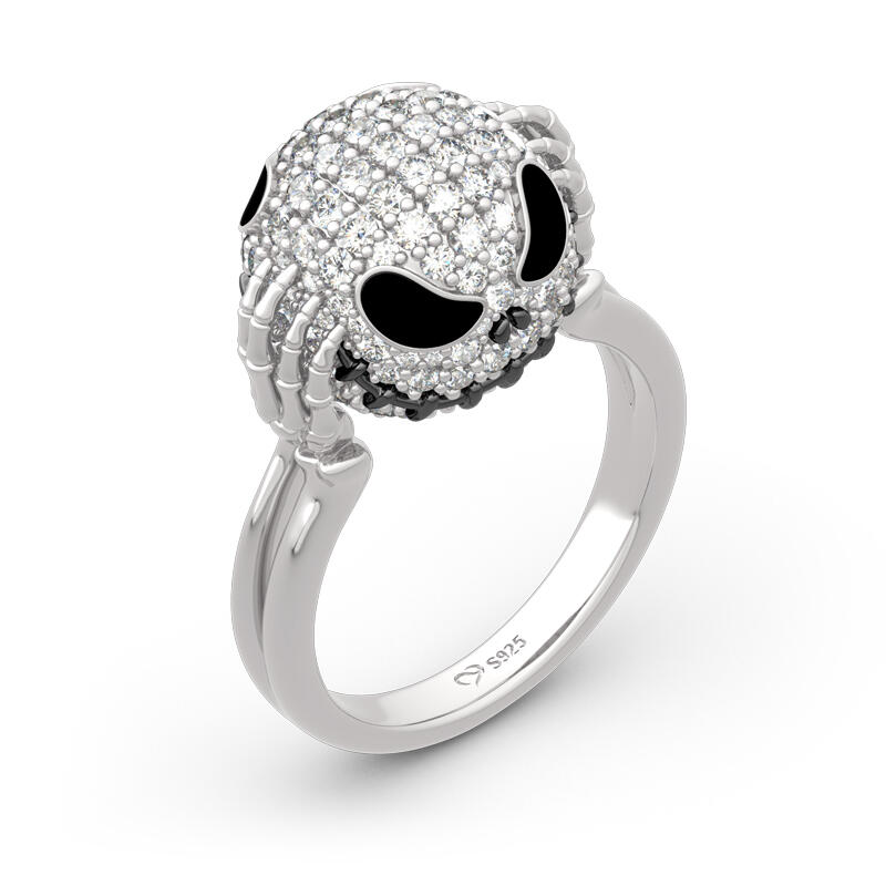 Jeulia "King of Halloween Town" Skull Design Sterling Silver Ring