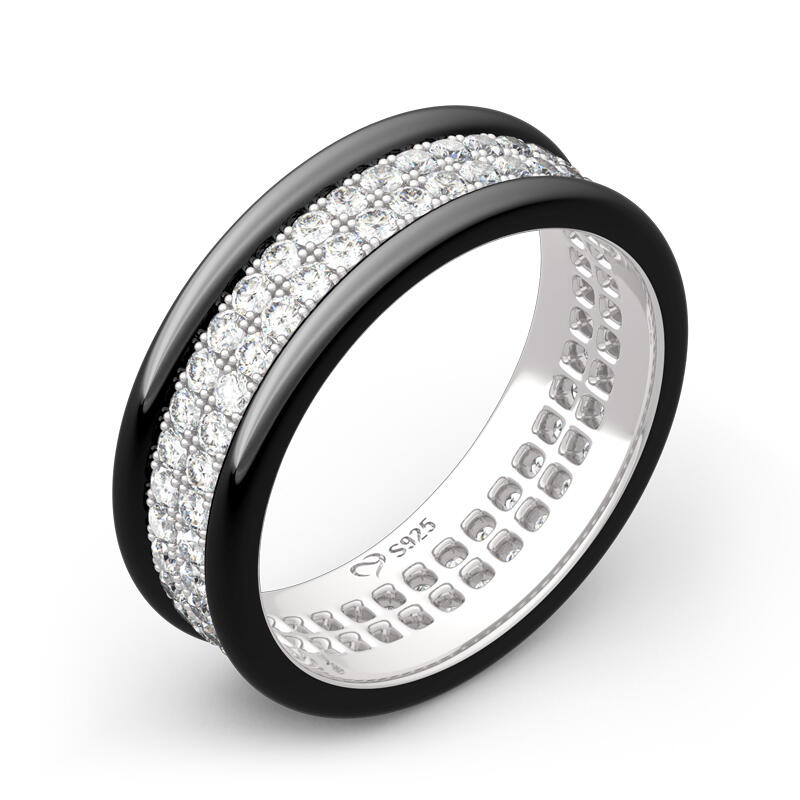 Jeulia Anillo para hombre de plata 925 de corte redondo en dos tonos