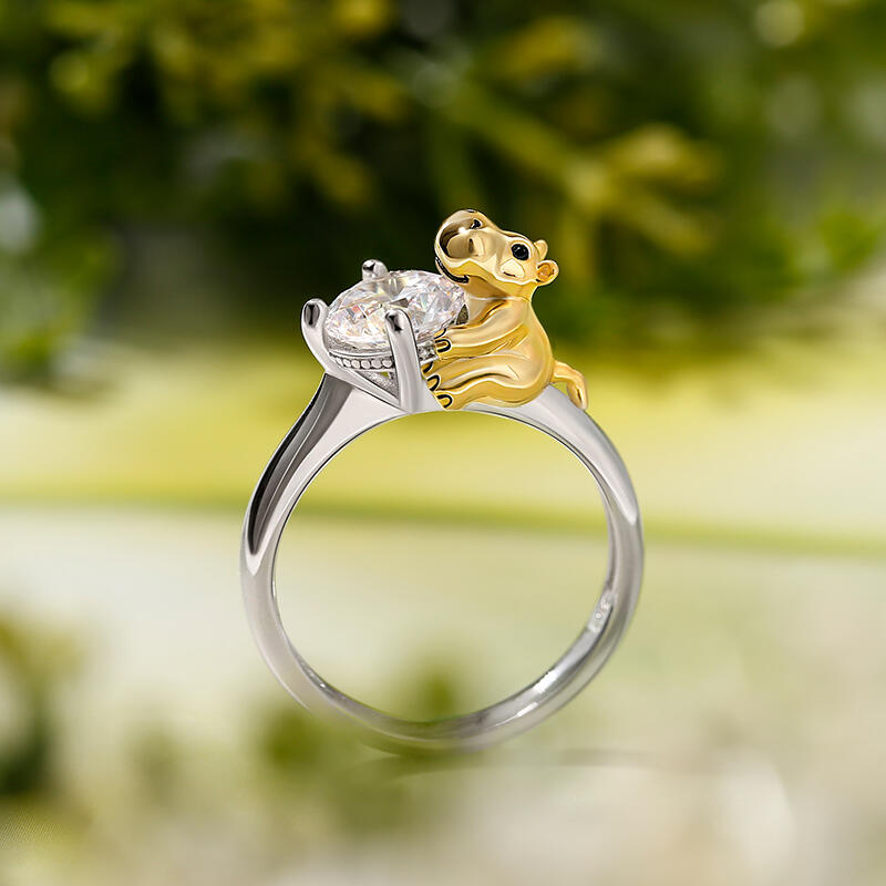 Jeulia Hug Me Gentle Hippo Round Cut Sterling Silver Ring