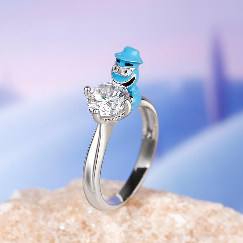 Jeulia Hug Me "Dreamer's Soul" Jazzman Round Cut Sterling Silver Ring