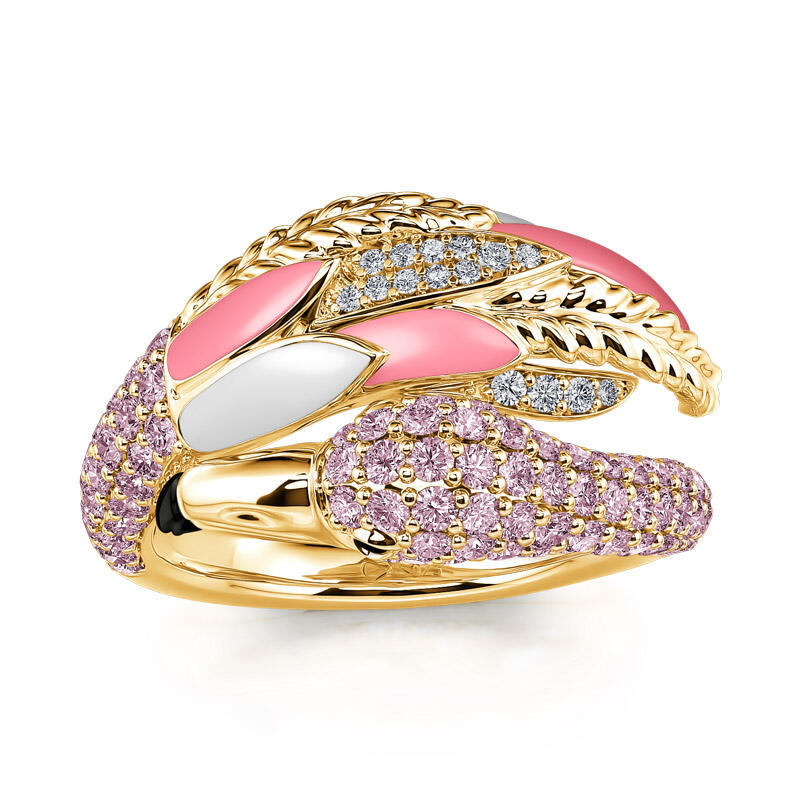 Jeulia "Love and Passion" Pink Flamingo Sterling Silver Ring