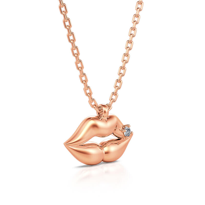 Jeulia "Kiss Me" Lips Sterling Silver Necklace