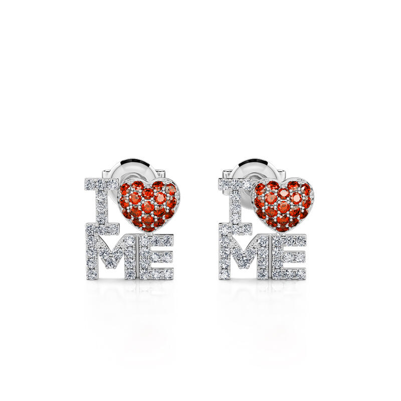 Jeulia "I Love Me" Heart Letter Sterling Silver Stud Earrings